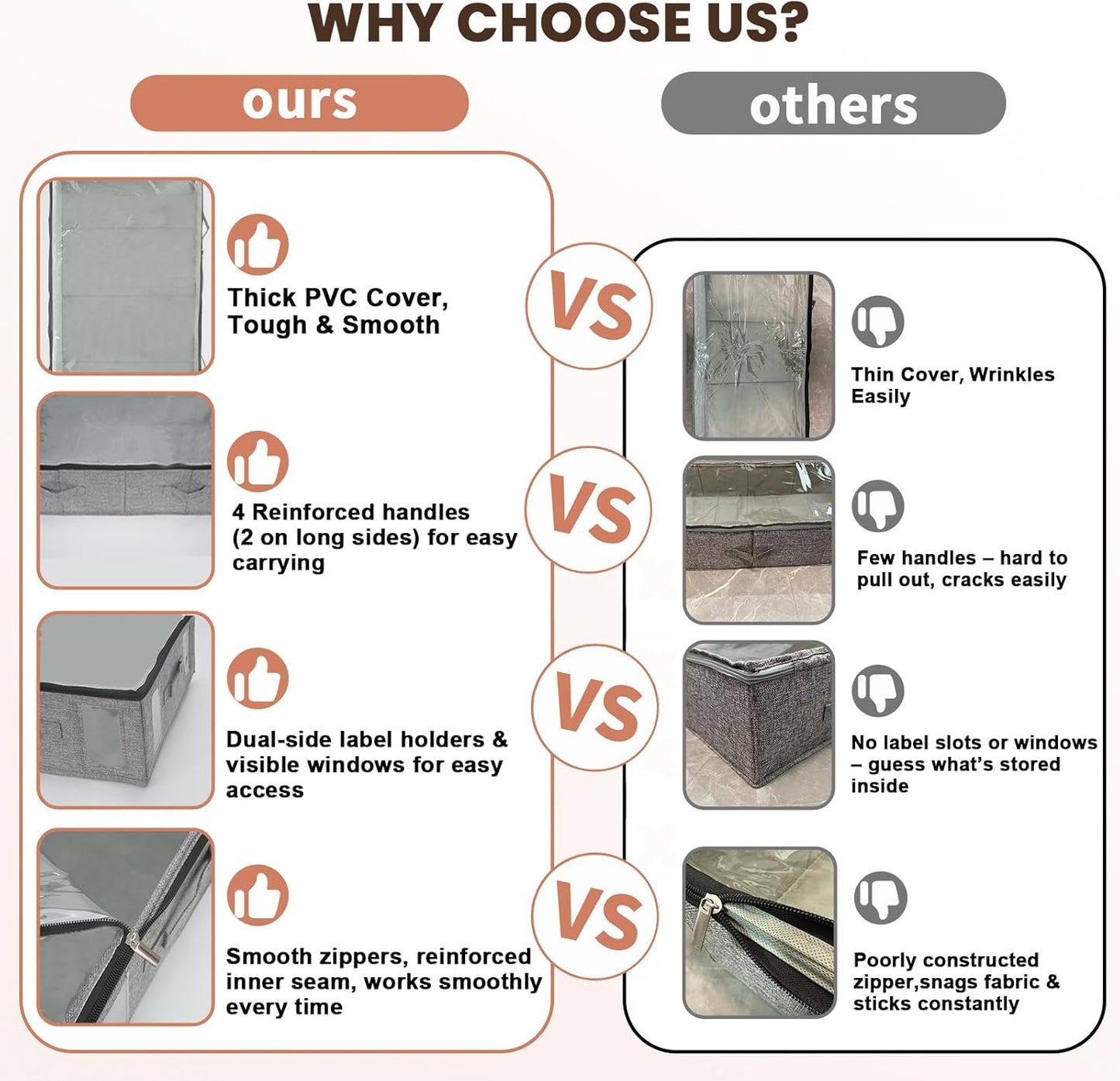 combocube 2 Pack Under Bed Storage Containers, Stackable Closet Organizers and Storage Bins with Sturdy Support, Foldable Underbed Clothes Storage Box for Blanket, Comforter, Sweater, Pillows, Shoes