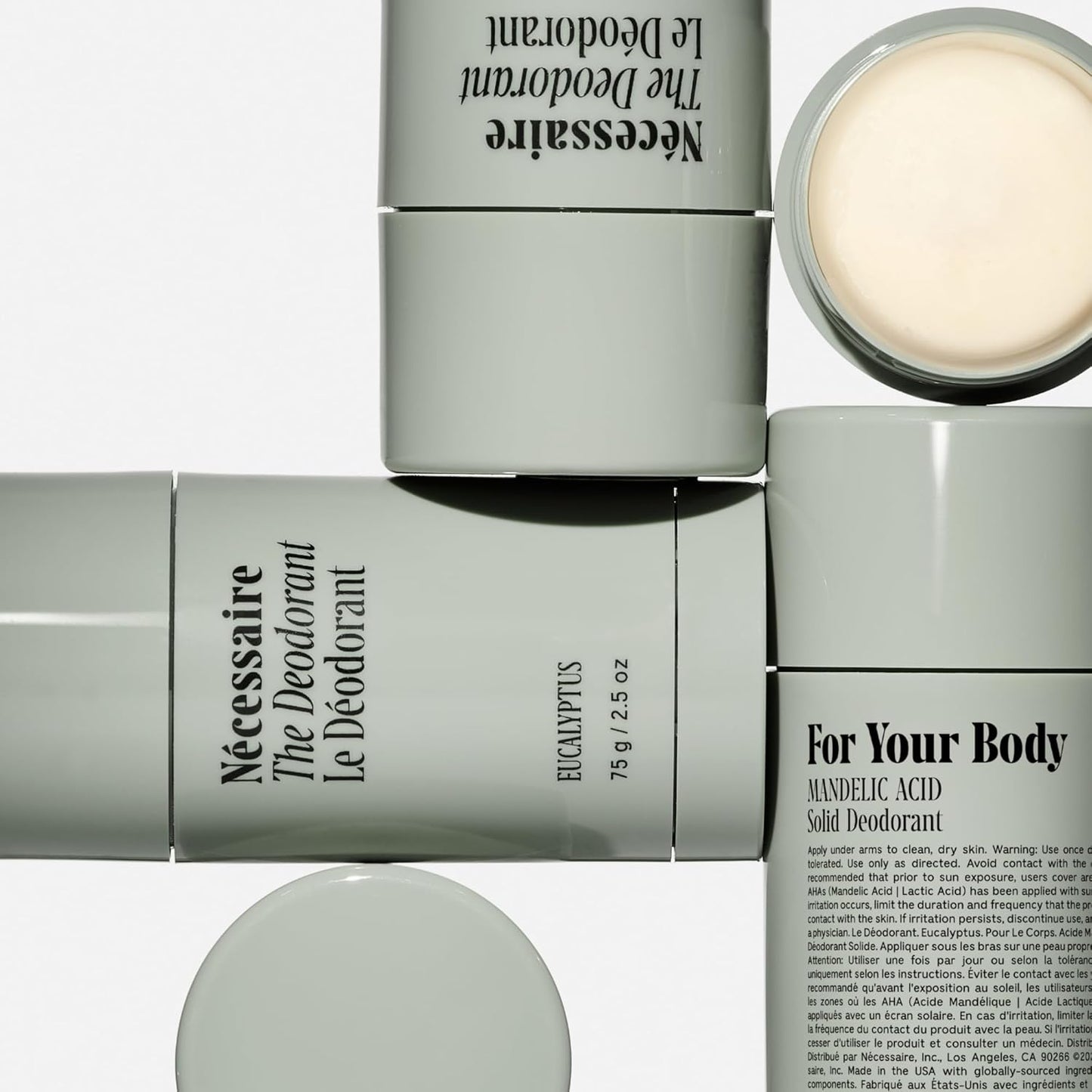 Nécessaire The Deodorant Duo Eucalyptus | Natural Aluminum Free Deodorant For Women & Men. Extra Strength Treatment with Mandelic Acid. Free of Baking Soda, Ozokerite & Parabens (75 g/2.5 oz)