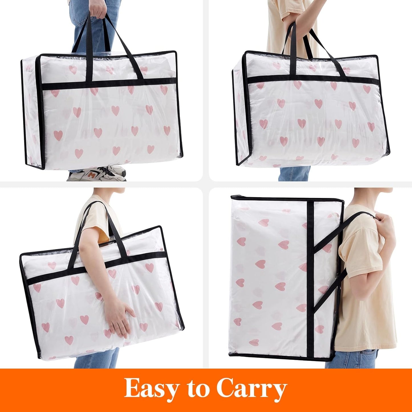 Lifewit 4 Pack Clear Clothes Storage Bags, 60L Plastic Blanket Storage Bag, Vinyl Foldable Moving Bags with Zipper, Closet Organizers and Storage Containers for Bedding, Duvet, Comforter