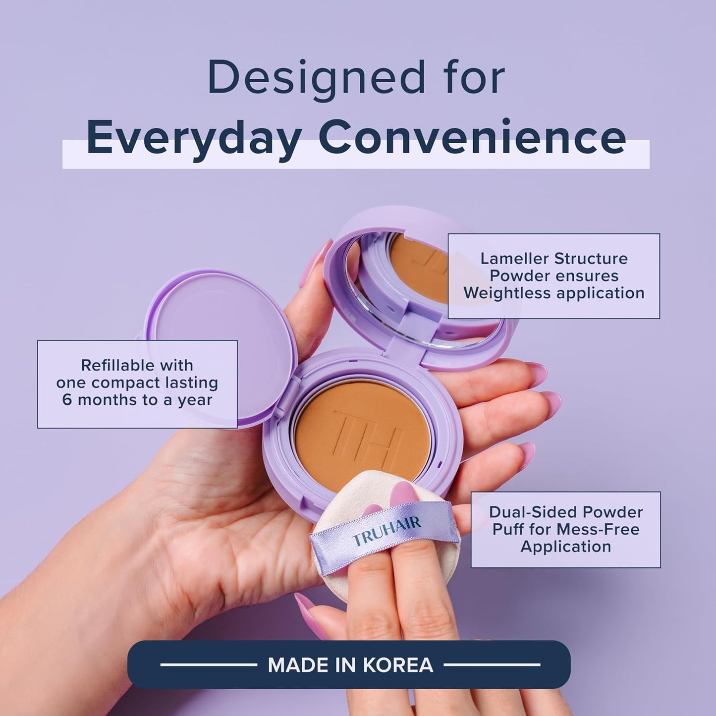 TRUHAIR Root & Scalp Cover Up Pressed Powder Compact, Waterproof, Weightless Hair Coverage & Bald Spot Concealing, Root Touch Up Hair Color for Gray Coverage & Thinning Areas, 0.35 Oz (White)