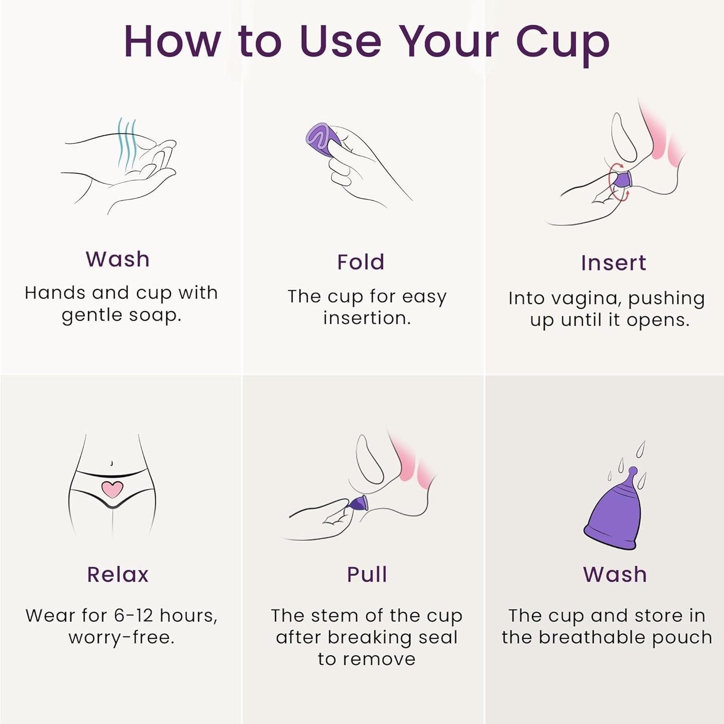 EcoBlossom Reusable Menstrual Cup Set - The Most Reliable Medical Grade Silicone Period Cups - Comfortably use for 12 Hours (Small & Large)