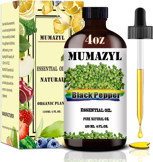 Black Pepper Essential Oil, Black Pepper Oil 4 Fl Oz 120ML for Diffuser Humidifier Yoga Cleaning DIY Candle Soap Making Essential Oils