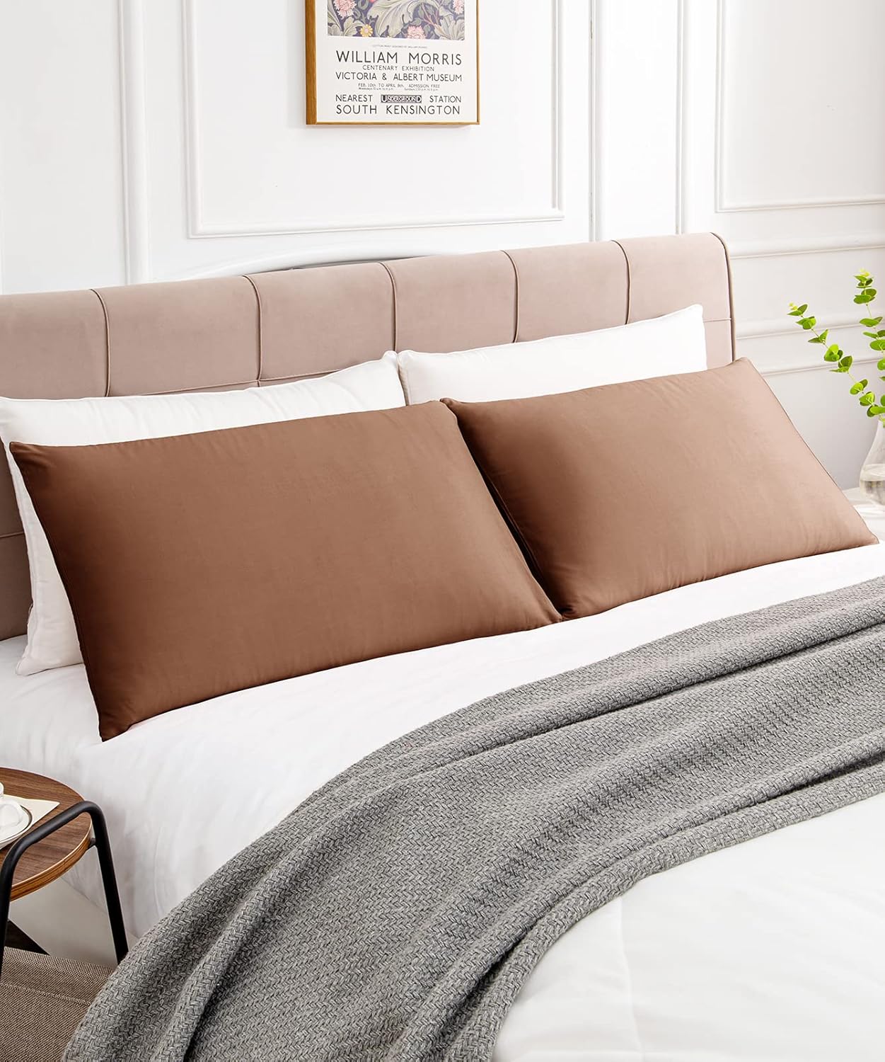 Warmstar Cotton Pillow Cases Queen Size Set of 2, 600 Thread Count Pillowcases 20x30 Inches, Soft Long Staple Cotton Pillowcases Breathable with Envelope Closure,Coffee Brown