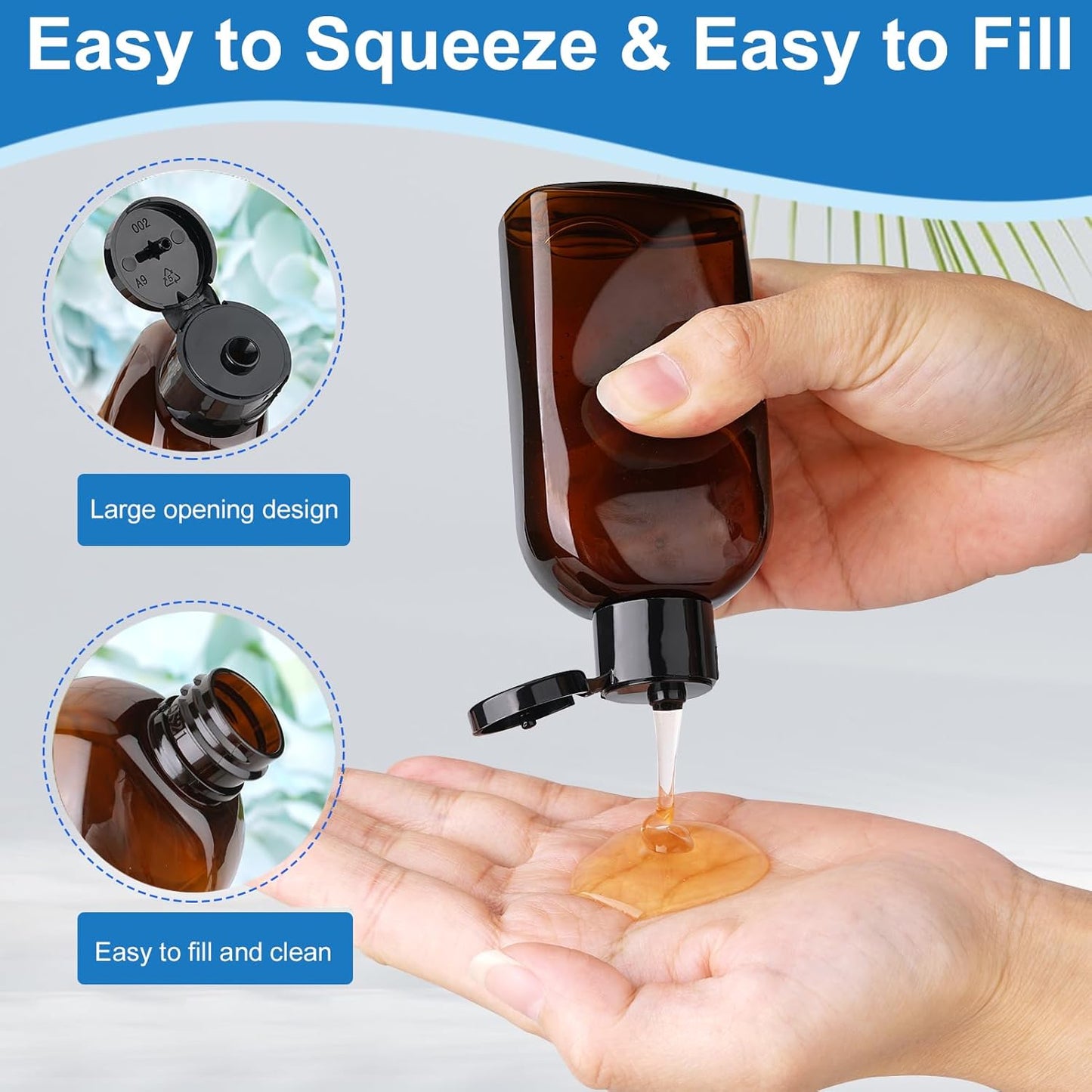 Cosywell Travel Size Containers Travel Shampoo Bottles 4pcs 3.4oz TSA Approved Travel Containers for Toiletries Leak Proof Refillable Lotion Containers with Flip Cap Small Plastic Squeeze Bottles