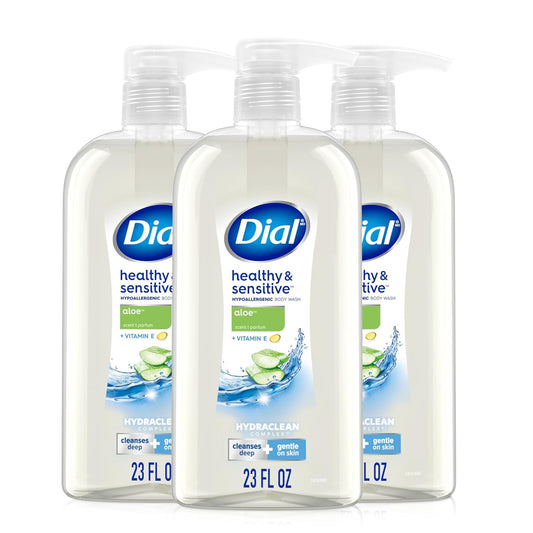 Dial Body Wash, Healthy & Sensitive Aloe Scent, 23 fl oz, Pack of 3