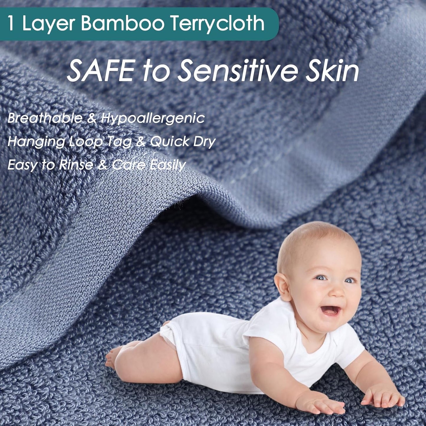 Reusable Makeup Remover Towels, Super Soft and Gentle Face Towels on Sensitive Skin, 13x13 inch Extra Large Wash Cloths for Face and Body, Easy to Clean Fast Dry Denim Blue Facial Cleaning Cloths