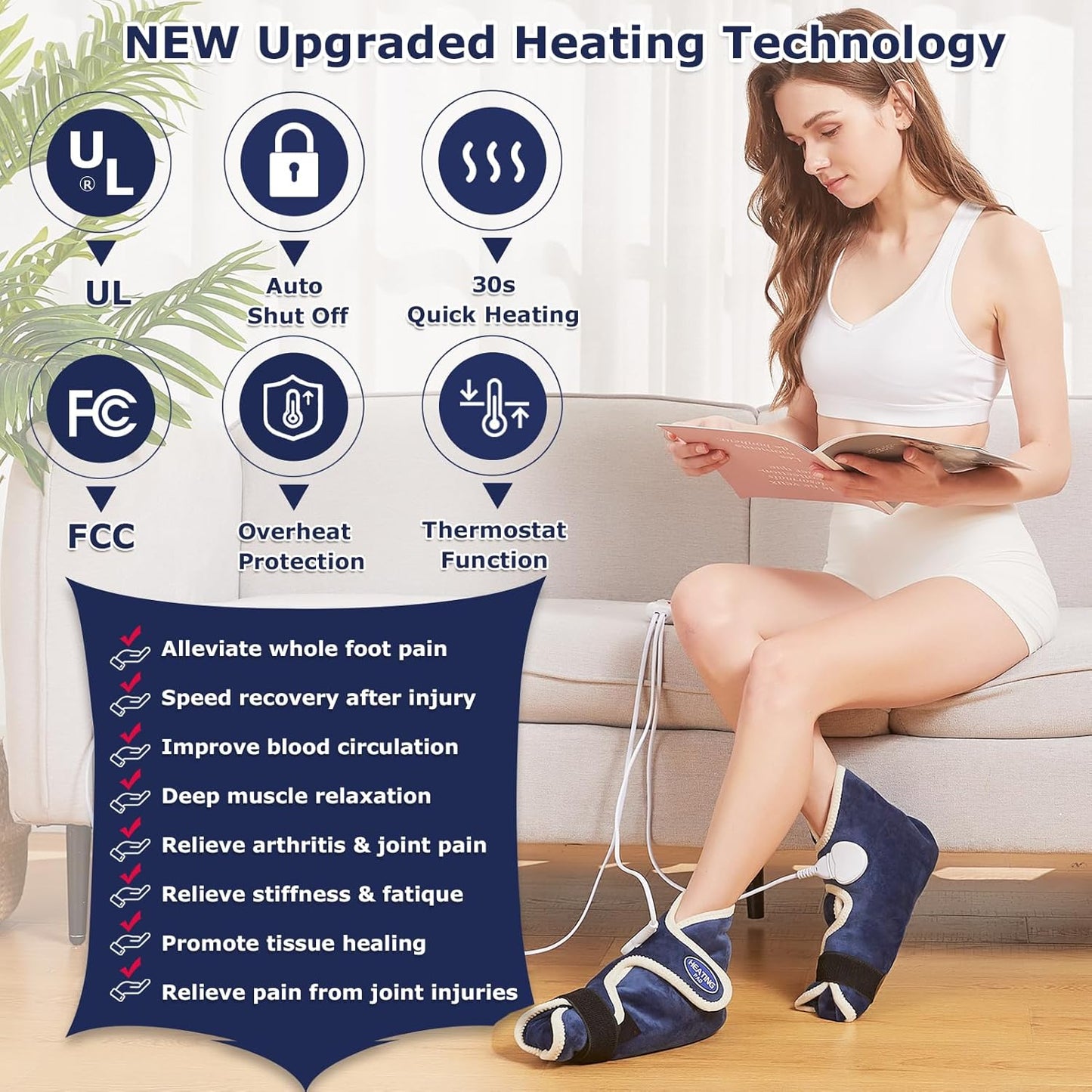 CAMECO 1 Pair Foot Heating Pad for Feet Neuropathy, Heated Foot Warmers for Women Men, Under Desk Plug in Foot Heat Therapy Pad for Feet & Ankles Plantar Fasciitis Pain Relief, 86-158℉ Temperature