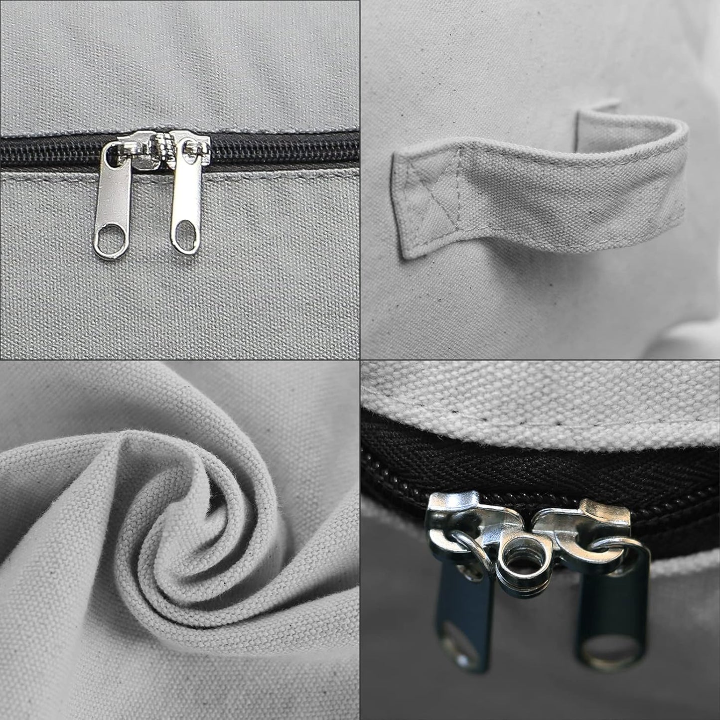 2PCS Durable Cotton Canvas, Soft Space Save Storage Bag Wardrobe Organizer with Handle & Zipper for Beddings, Comforters, Pillows, Blankets, Clothes, 25.6×18.5×8.7inch, Light Gray