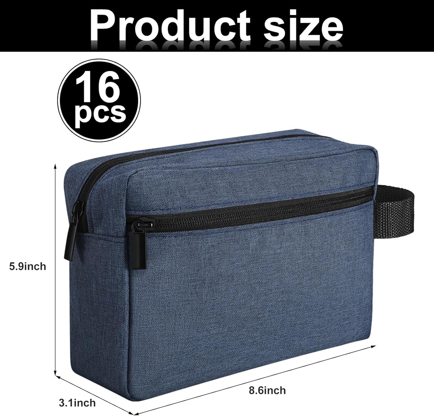 Paterr 16 Pcs Travel Toiletry Bag for Women Men Large Water Resistant Shaving Bag Hanging Cosmetic Bag with Handle and Divider Storage Travel Pouch Case (Dark Blue)