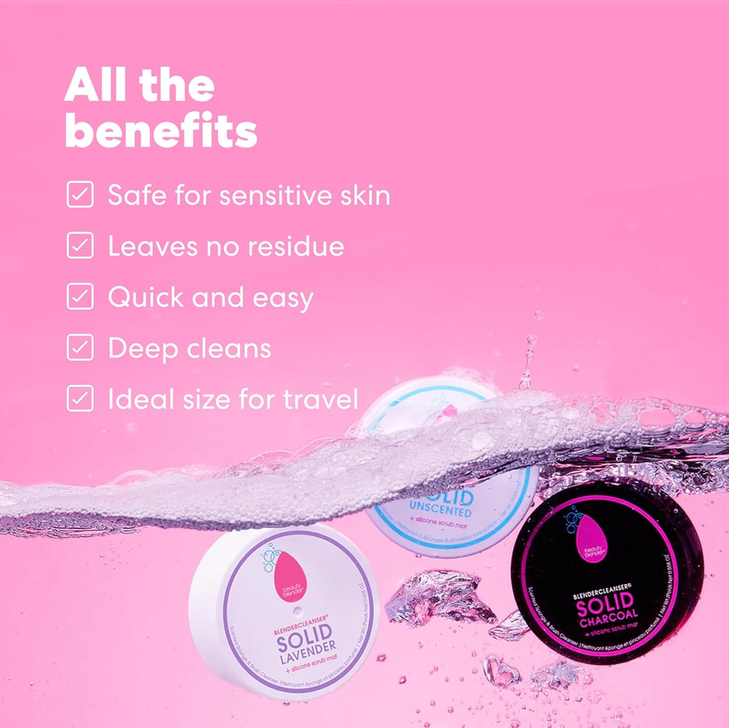 beautyblender Blendercleanser Tool Scrub Solid Cleanser – Unscented Makeup Sponge & Brush Cleansing Bar – Hand, Sponge, and Brush Cleanser, Removes Makeup & Buildup, Travel-Friendly, 1 oz