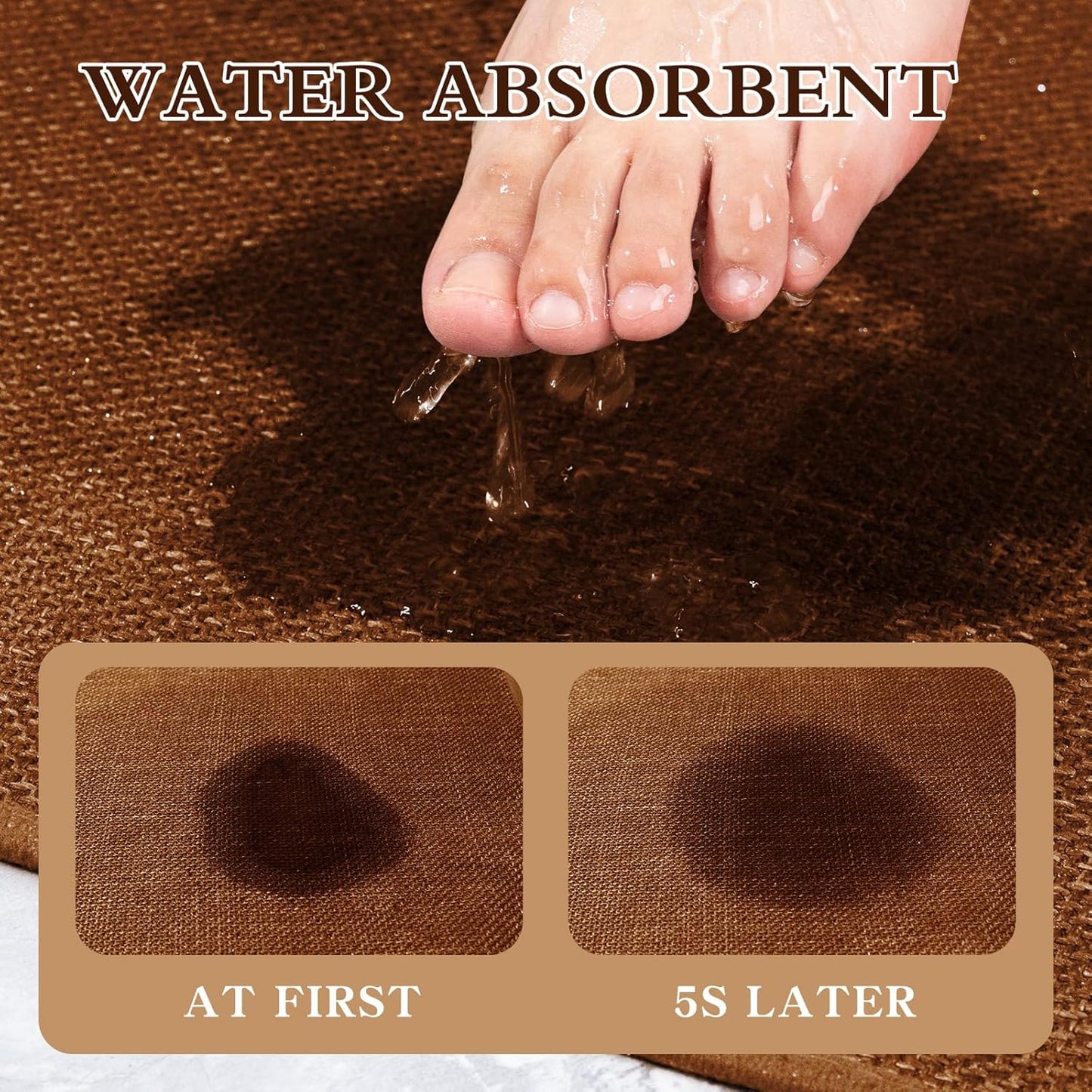 chakme Bathroom Rugs Mat U-Shaped 24x17, Ultra ThinNon Slip Bath Mat Small Quick Dry Absorbent Bath Matfor Bathroom Floor, Rust, U-24"x17"