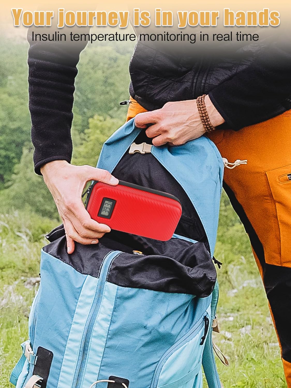 Insulin Cooler Travel Case TSA Approved, Insulin Travel Case Temperature Display, Portable Insulin Pen Cooler Travel Case for Insulin Ice Pack, Travel Diabetic Supplies (Red)