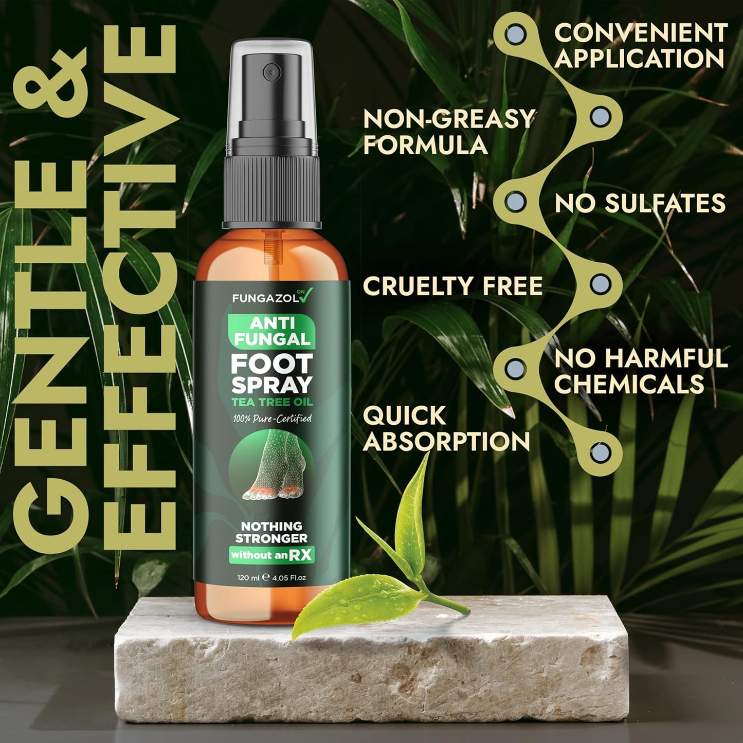 Terramed Just Think Comfort Foot Spray with Tea Tree Oil | Antifungal Treatment for Jock Itch, Nail Fungus & Ringworm | Fast Absorbing & Deep Penetrating Relief | Soothes Itching & Burning | 120ml