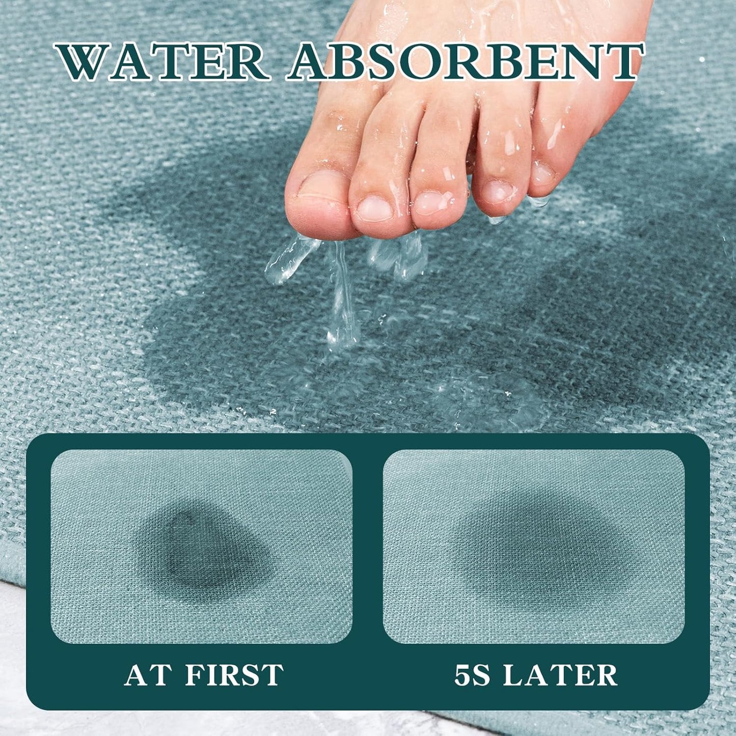 chakme Bathroom Rugs Mat 36x25, Ultra Thin Non Slip Bath Mat Large Quick Dry Absorbent Bath Mat for Bathroom Floor, (Navy Blue, 36"x25")