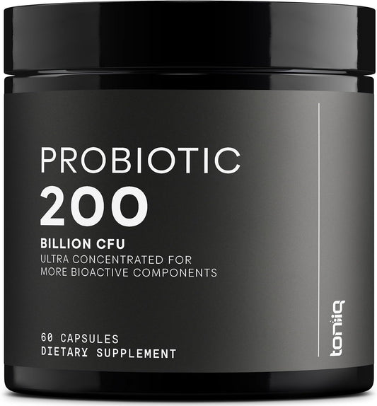 Toniiq 200 Billion CFU Probiotic Supplement 30 Verified Third-Party Tested Strains - Fully Shelf-Stable Probiotics Formula with Prebiotic Blend - Extended Release Capsules