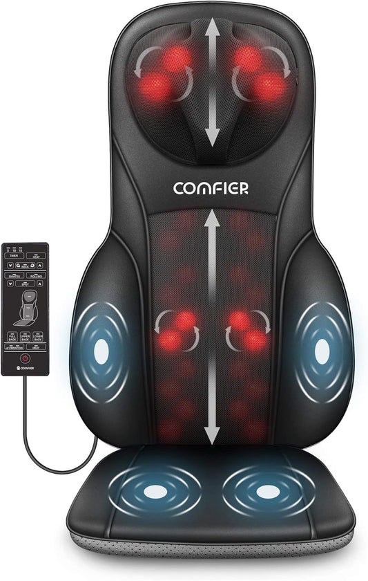 COMFIER Shiatsu Back Massager with Heat, Deep Kneading & Rolling Massage Chair Pad, Chair Massager for Office Home Use, Gift for Dad Mom