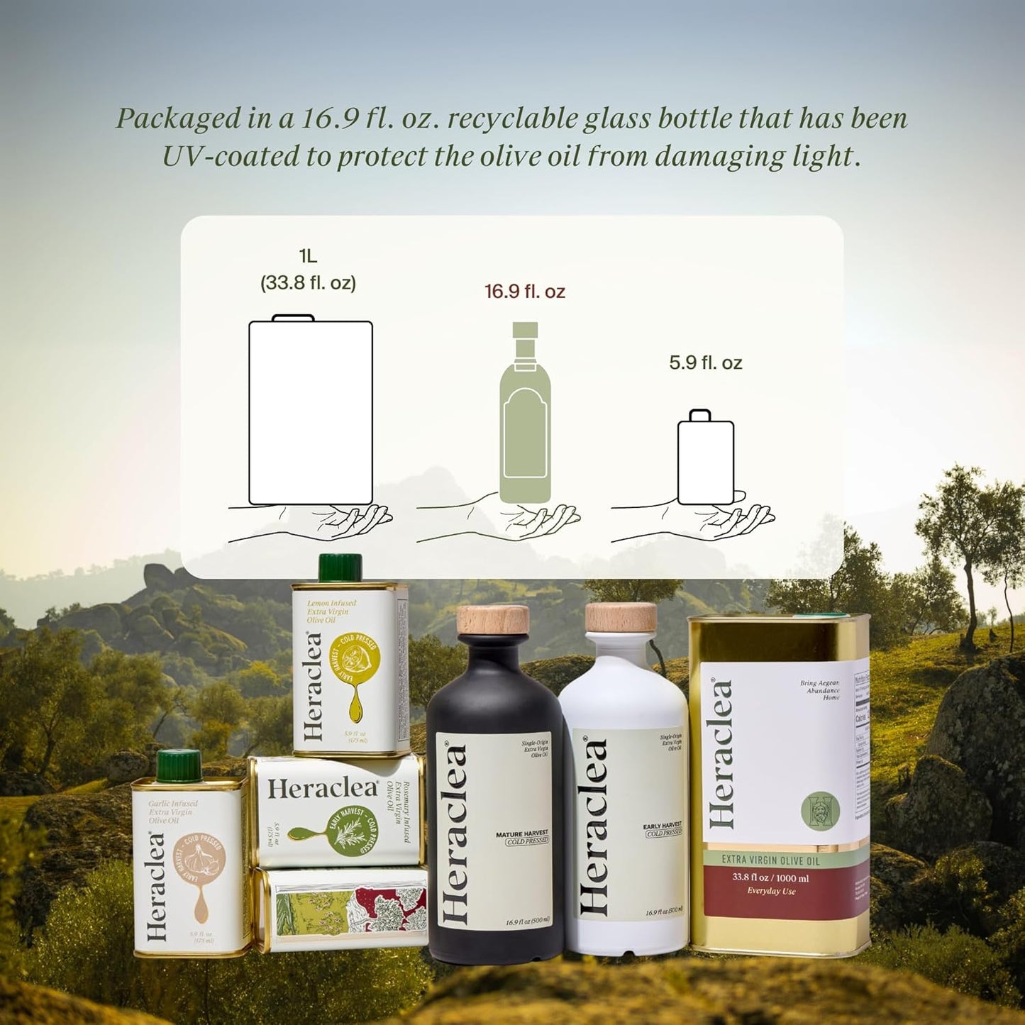 Heraclea - Early Harvest - Extra Virgin Olive Oil - Organic Olive Oil - Extra Virgin - Cold Pressed - Polyphenol Rich EVOO - 16.9oz Bottle