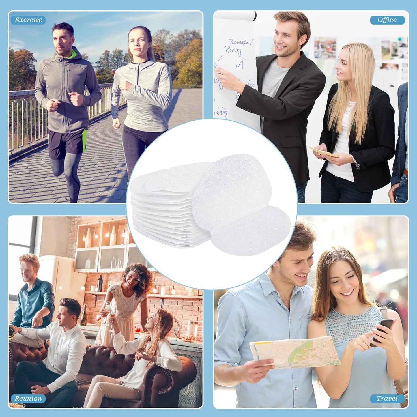 50 Pcs Underarm Sweat Pads, Armpit Sweat Pads for Women and Men, Disposable Underarm Pads for Sweating Women Comfortable Unflavored Non Sweat Armpit Protection (5.1 * 3.54 inch, 50)