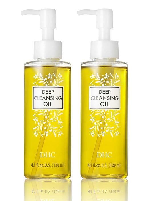 DHC Deep Cleansing Oil Medium 2 pack, Facial Cleansing Oil, Makeup Remover, Cleanses without Clogging Pores, Residue-Free, Fragrance and Colorant Free, All Skin Types, 4.1 fl. oz.