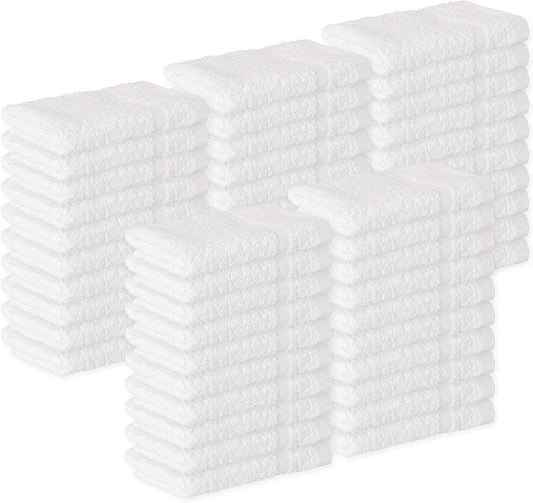 GREEN LIFESTYLE Bulk Washcloths 12x12 50 Pack - Face Towel, Wash Clothes for Body and Face - 100% Pure Cotton Wash Cloths for Your Body (White)