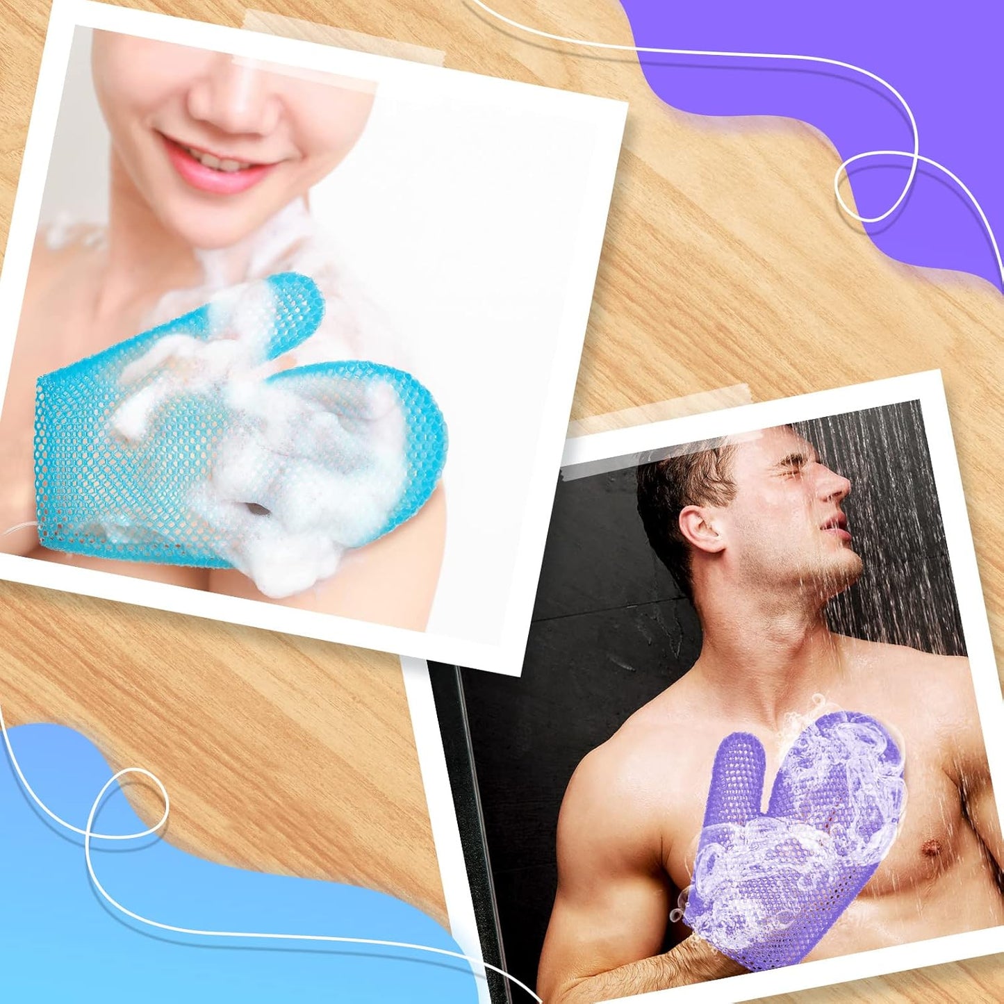 2 Pcs Honeycomb Exfoliating Glove Bath Mitt Body Spa Scrubber, Honeycomb Exfoliator Glove for Body Shower, Honeycomb Exfoliator Scrubber Sponge Shower Loofah, Quick Drying