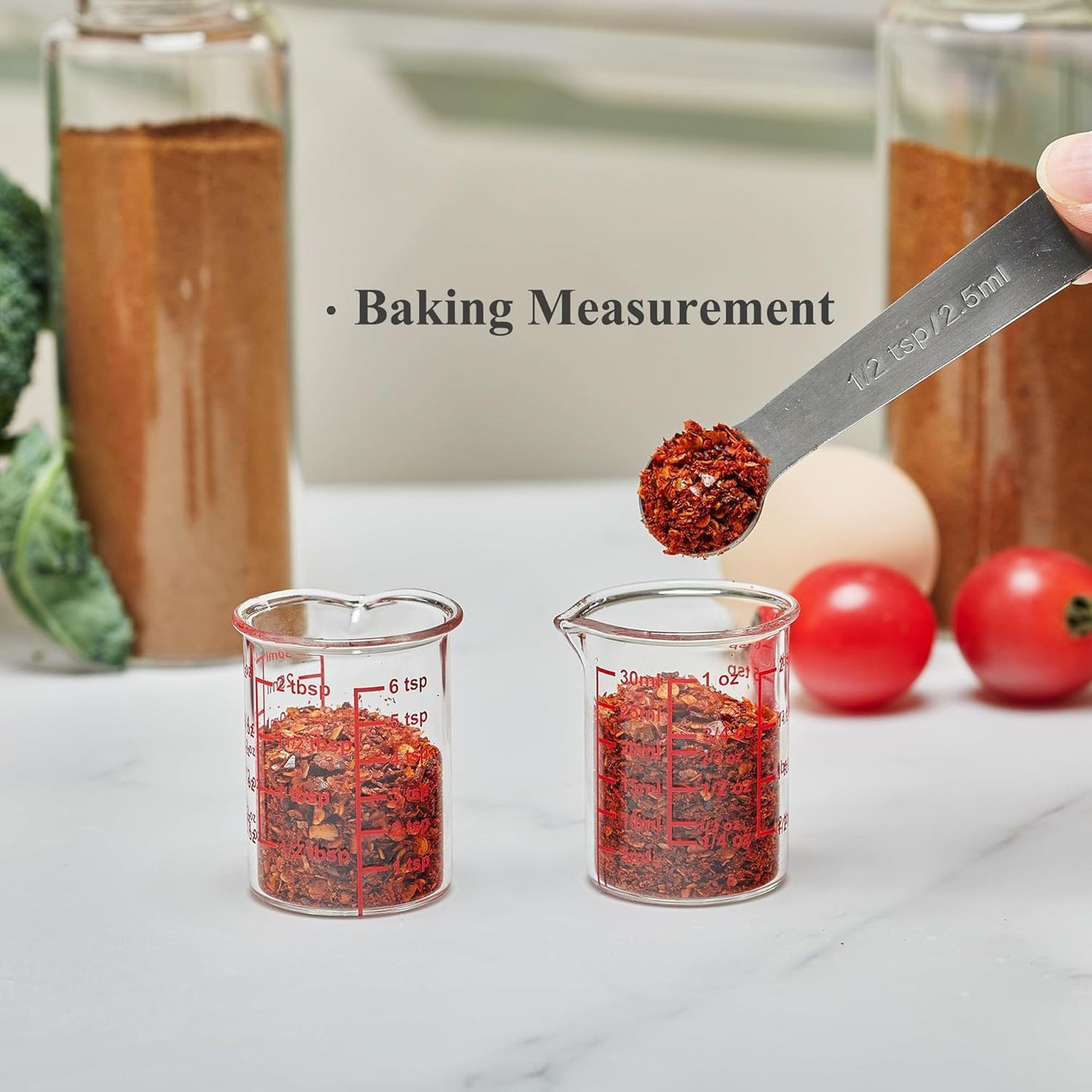 High Borosilicate Glass Measuring Cup with V-Shaped Spout, 30ml (1oz) | Pack of 2 – Precision Glass Measuring Cup for Kitchen & Bar