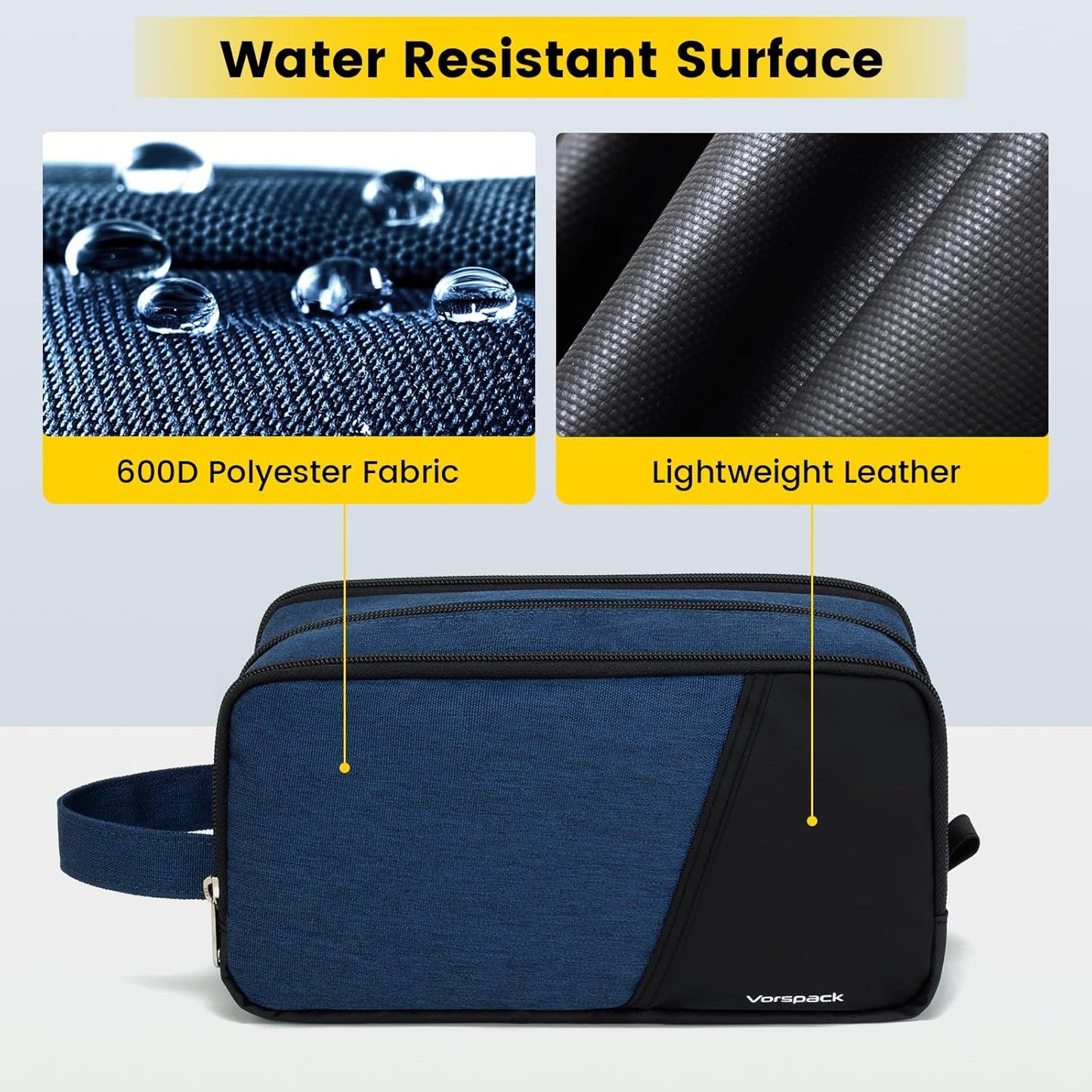 Vorspack Travel Toiletry Bag - Toiletry Bag for Men Water Resistant Skincare Bag for Bathroom Toiletries Accessories Gifts - Navy Blue