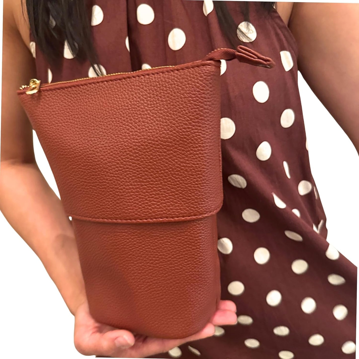 JAZD Travel Makeup Brush Bag Standup Brush Holder Portable Convertible Make up Brush Pouch Cosmetic Case (BURGUNDY)