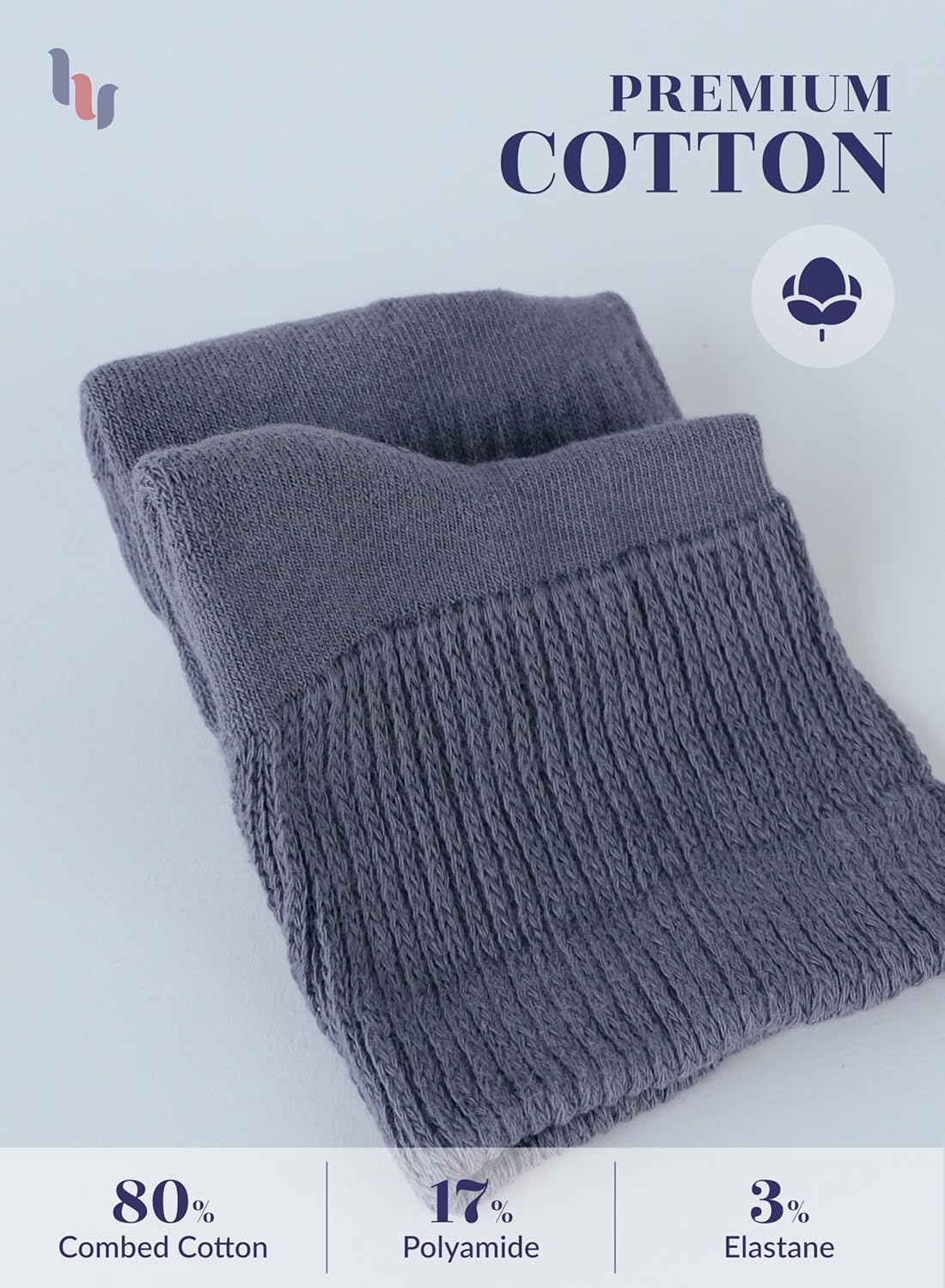 Hugh Ugoli Women's Cotton Diabetic Ankle Socks, Wide, Loose, Stretchy, Seamless Toe, Non Binding Top Semi Cushion, 3-6 Pairs