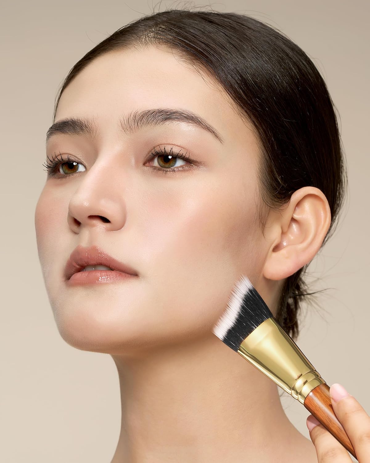 Desert Oak Series Terraced Contour Brush - 27mm Dual-Height Design with 5mm Flat Edge & 22mm Slope for Precision Sculpting, Bubinga & Brass (CM 191)