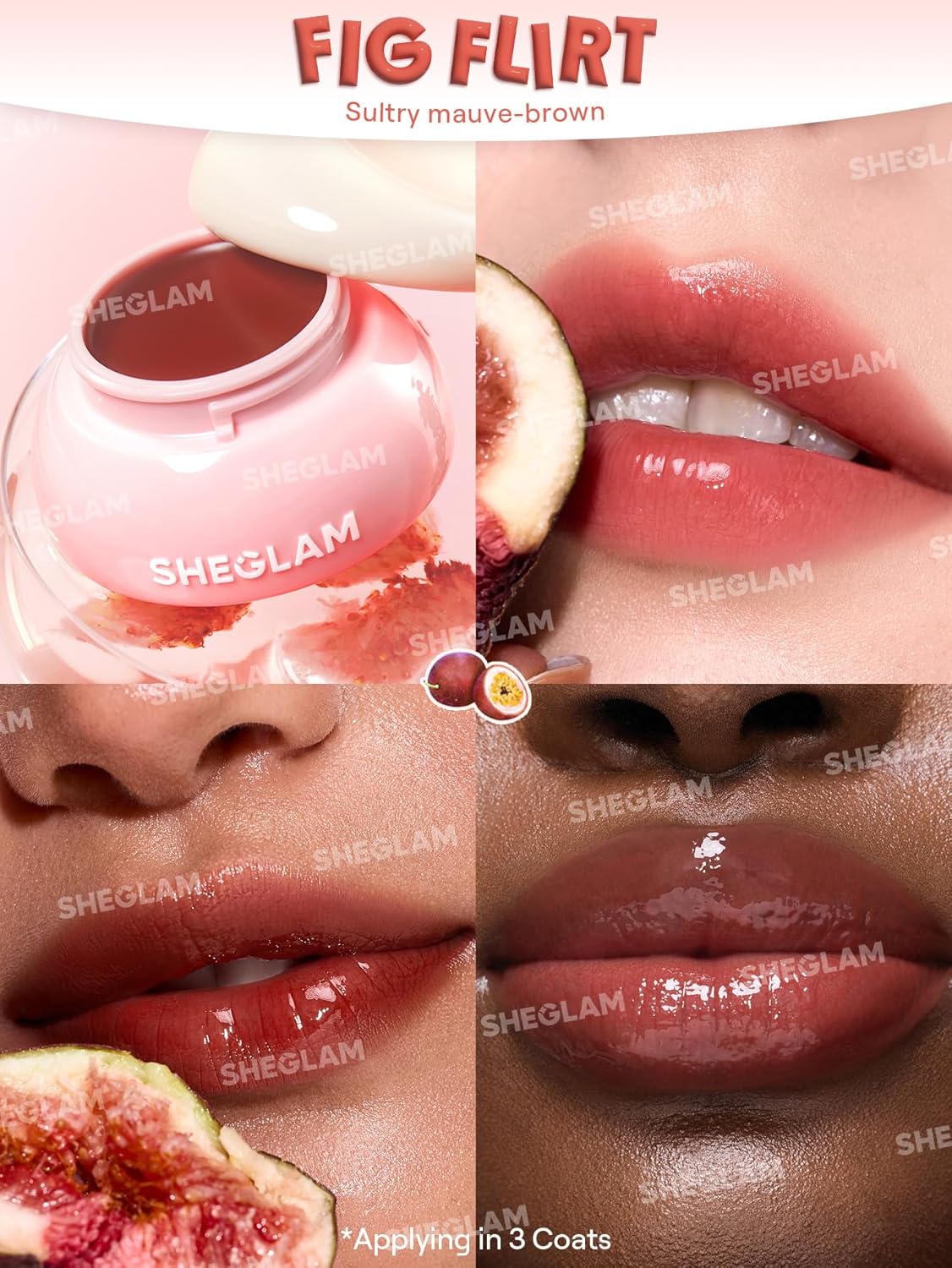 SHEGLAM Hydra Jelly Pocket Lip Jam Hydrating Nourishing Lip Gloss Moisturizing Lip Makeup-Fig Flirt