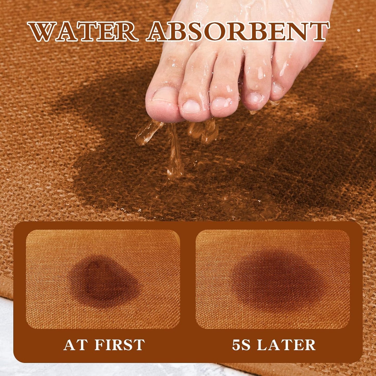 chakme Bathroom Rugs Mat 47x24, Ultra Thin Non Slip Bath Mat Large Quick Dry Absorbent Bath Mat for Bathroom, (Orange, 47"x24")