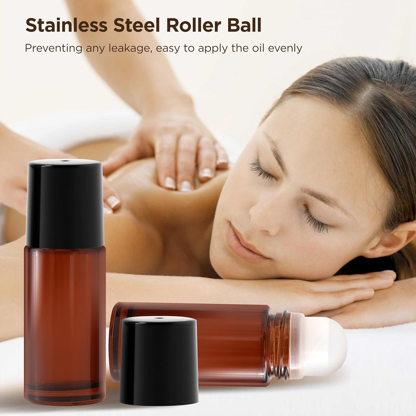 Essential Oil Roller Bottles, 2PCS (50ml/30ml) Thick Glass Perfume Roller Bottles with Funnel and Dropper Glass Empty Bottles Beauty and Personal Care Tools for Fragrance (Amber, 30ML)