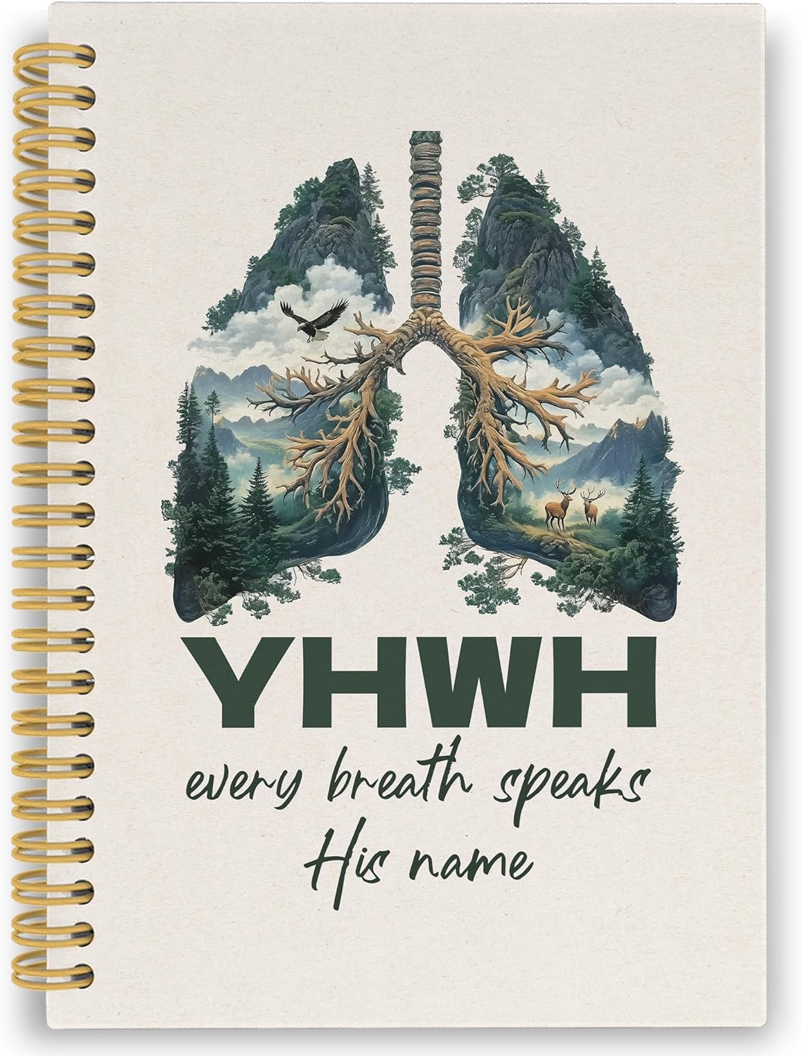 YHWH Christian Spiral Notebook, YHWH Lungs Bible Journaling Notebooks for Note Taking, Religious Scripture Hardcover Journals for Women Men 160 Pages 5.5 x 8.3 Inch, Christian Gifts for Women