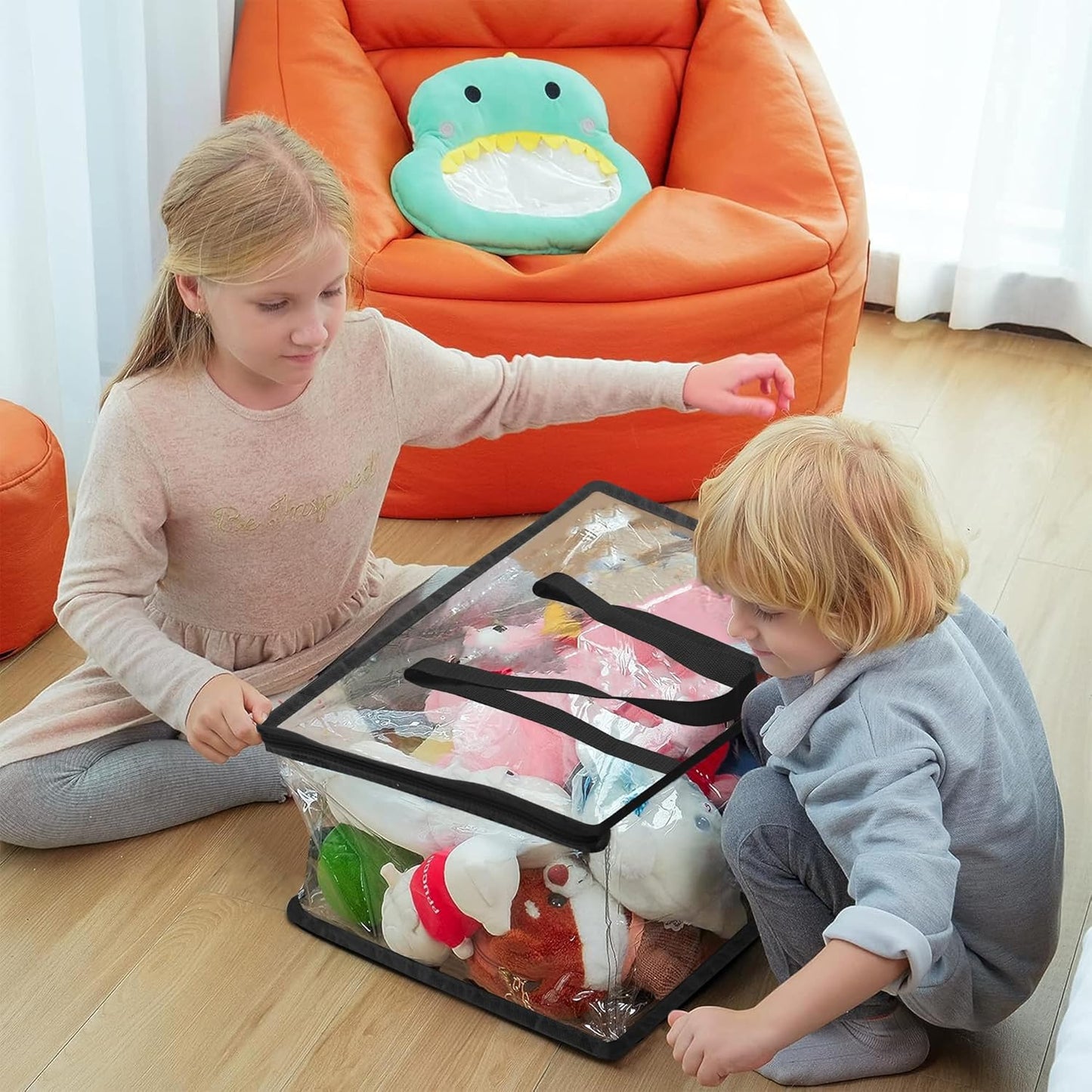 Vieshful 3 Pack 40L+60L+90L Clear Clothes Storage Bag, Zippered Closet Organizer, Plastic Storage Containers Moving bags for Comforter, Blanket, Bedding, Duvet, Toys