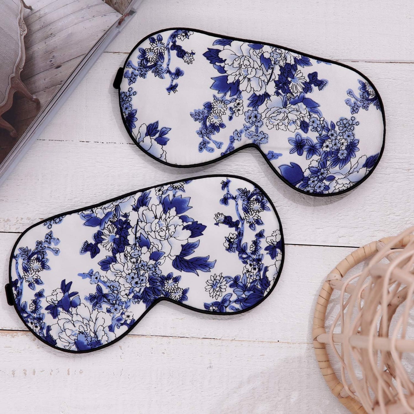 MAXFEEL Feel 100% Pure Silk Eye Mask - Sleep Eye Cover in Floral Colors (#39)
