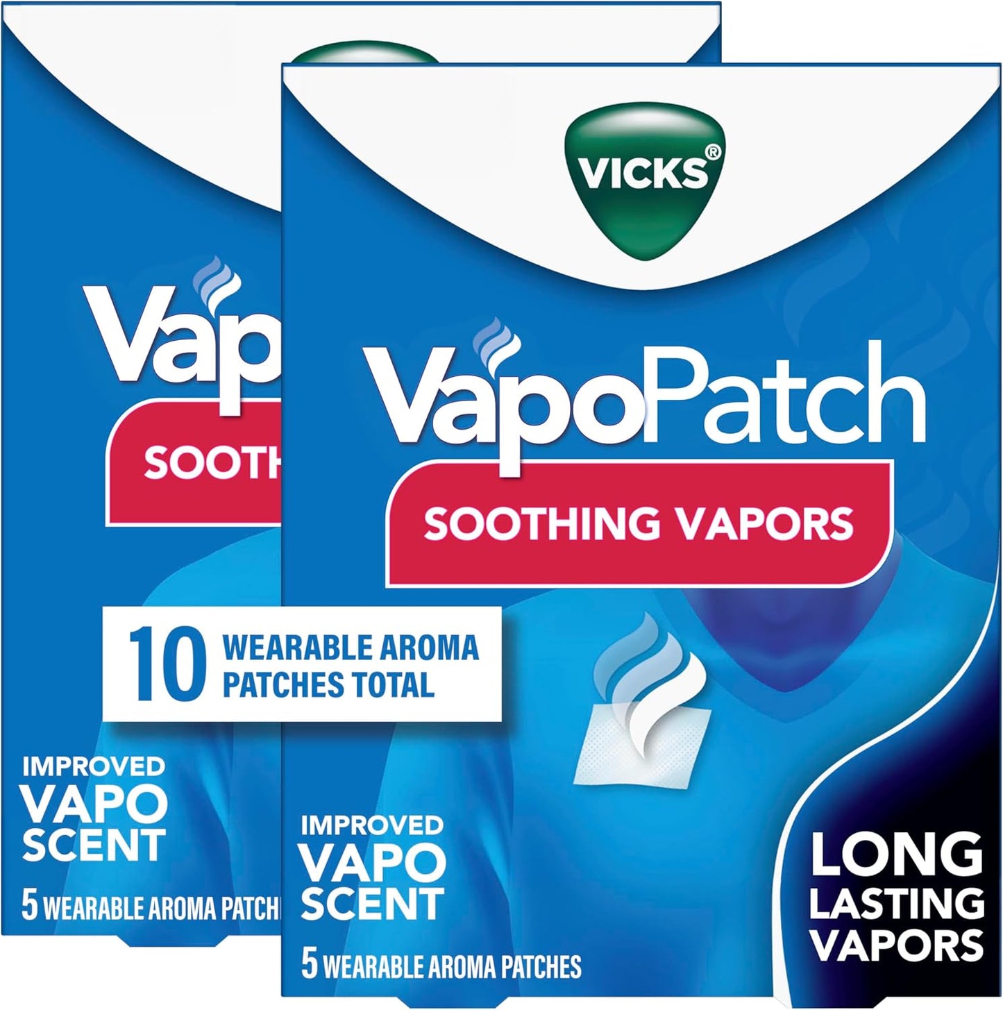 Vicks VapoPatch, Wearable Mess-Free Aroma Patch, Soothing & Comforting Non-Medicated Vicks Vapors, For Adults & Children Ages 6+, 5ct (2 pack)