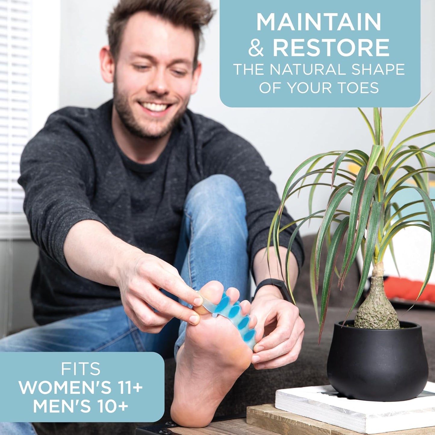 Mind Bodhi Toe Separators/Toe Spacers - For Men and Women - Correcting Bunions and Restoring Toes to Their Original Shape - Large Size – Blue