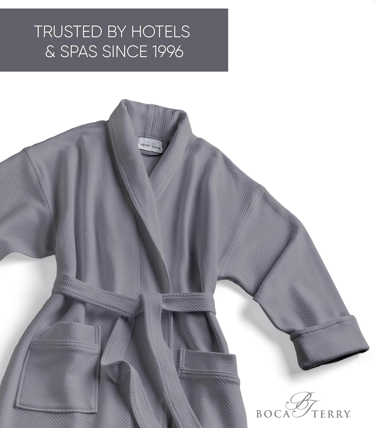 Boca Terry Mens Soft Waffle Knit Robe - Long Spa, Resort & Hotel Bathrobe for Men - Luxury Bath Robe