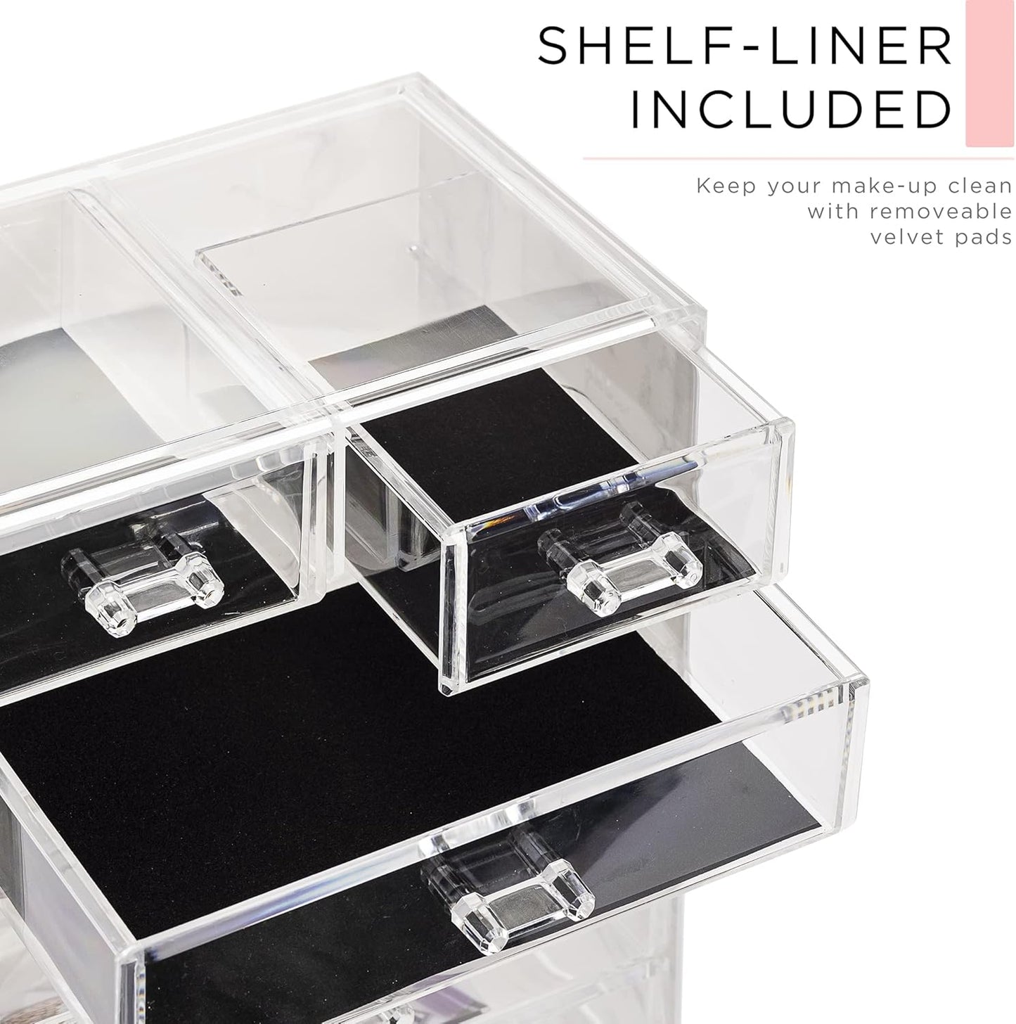 Sorbus Acrylic Makeup Organizer Set, 6-Drawer Vanity & Countertop Cosmetic Storage with Small & Wide Compartments, Marble Print Makeup Storage for Brushes, Jewelry – Holiday Gift for Women & Teens