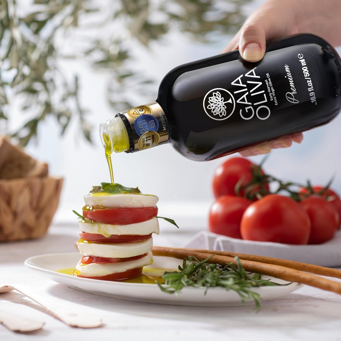Gaia Oliva Cold Press Extra Virgin Olive Oil, Early Harvest Fruity Flavor Fresh Premium Olive Oil from Aegean Region, Aeite De Oliva Extra Virgen, Awardwinning - 500ml