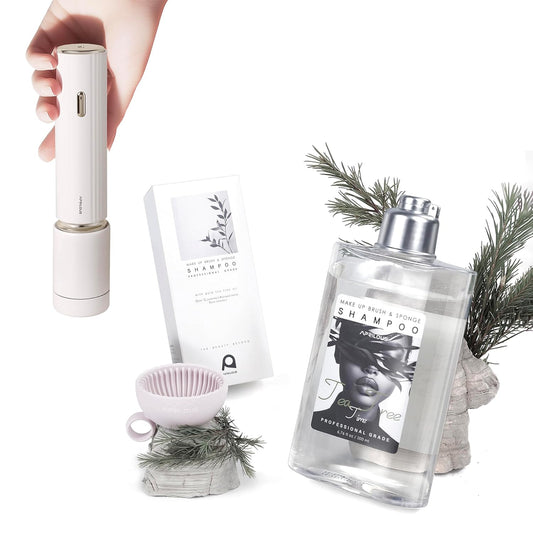 Electric Makeup Brush Cleaner Bundle with Tea Tree Oil Cleaner 6.76 fl.oz & Silicone Mat