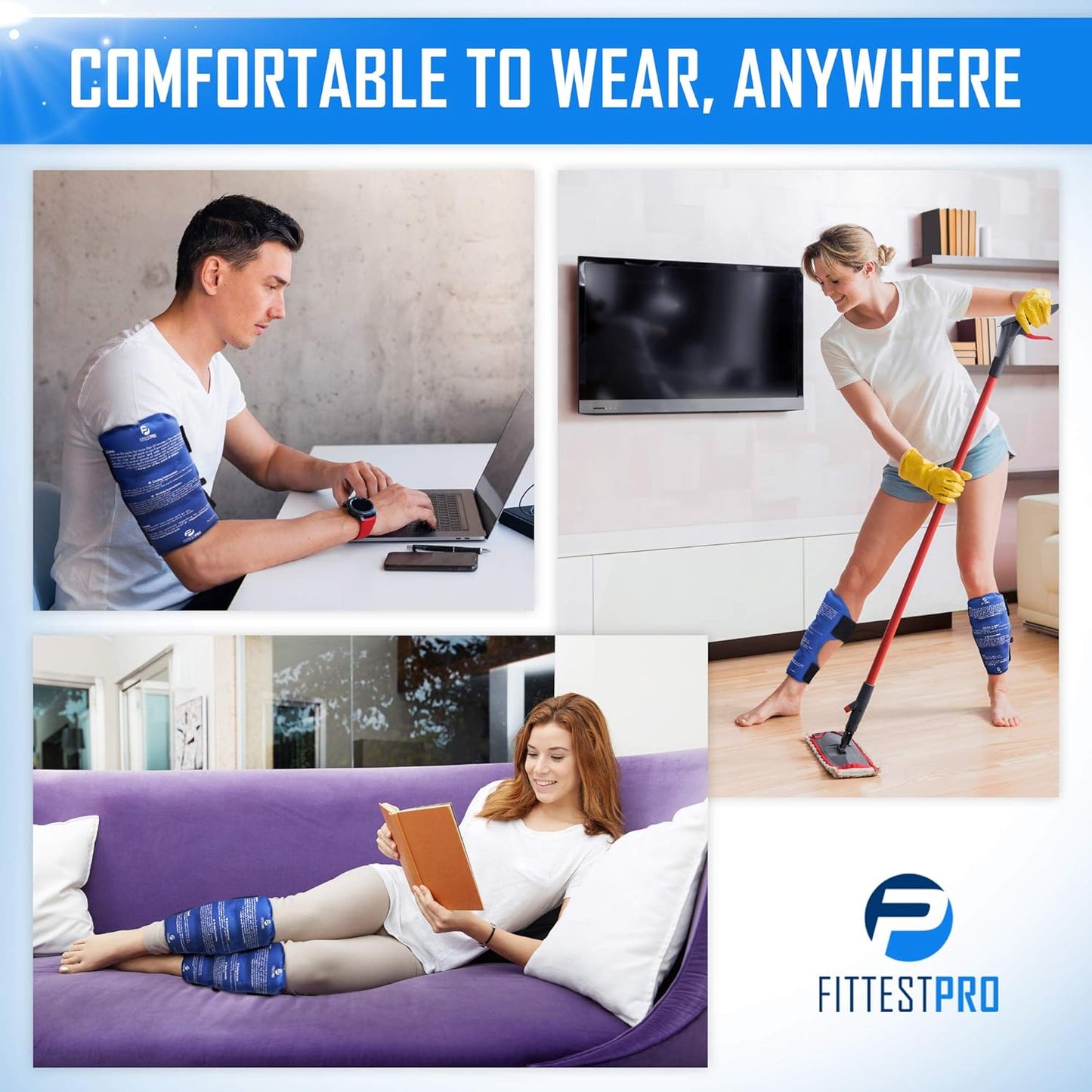 Shin Splint Ice Packs, HSA and FSA Eligible Reusable Hot and Cold Therapy Wrap | Leg or Calf Pain Relief | Advanced Soft Gel Technology | Freezable and Microwavable | Running Injuries & Recovery