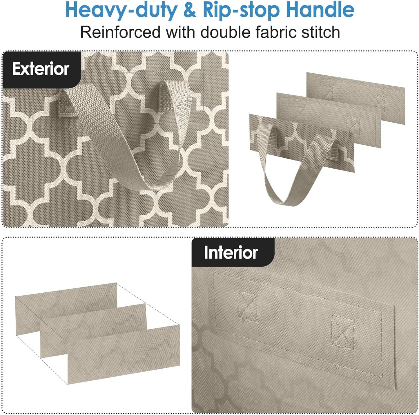 WISELIFE Storage Bags 6 Pack/100L Large Blanket Clothes Organization and Storage Containers for Comforters,Bedding, Foldable Organizer with Reinforced Handle, Clear Window, Sturdy Zippers,Beige