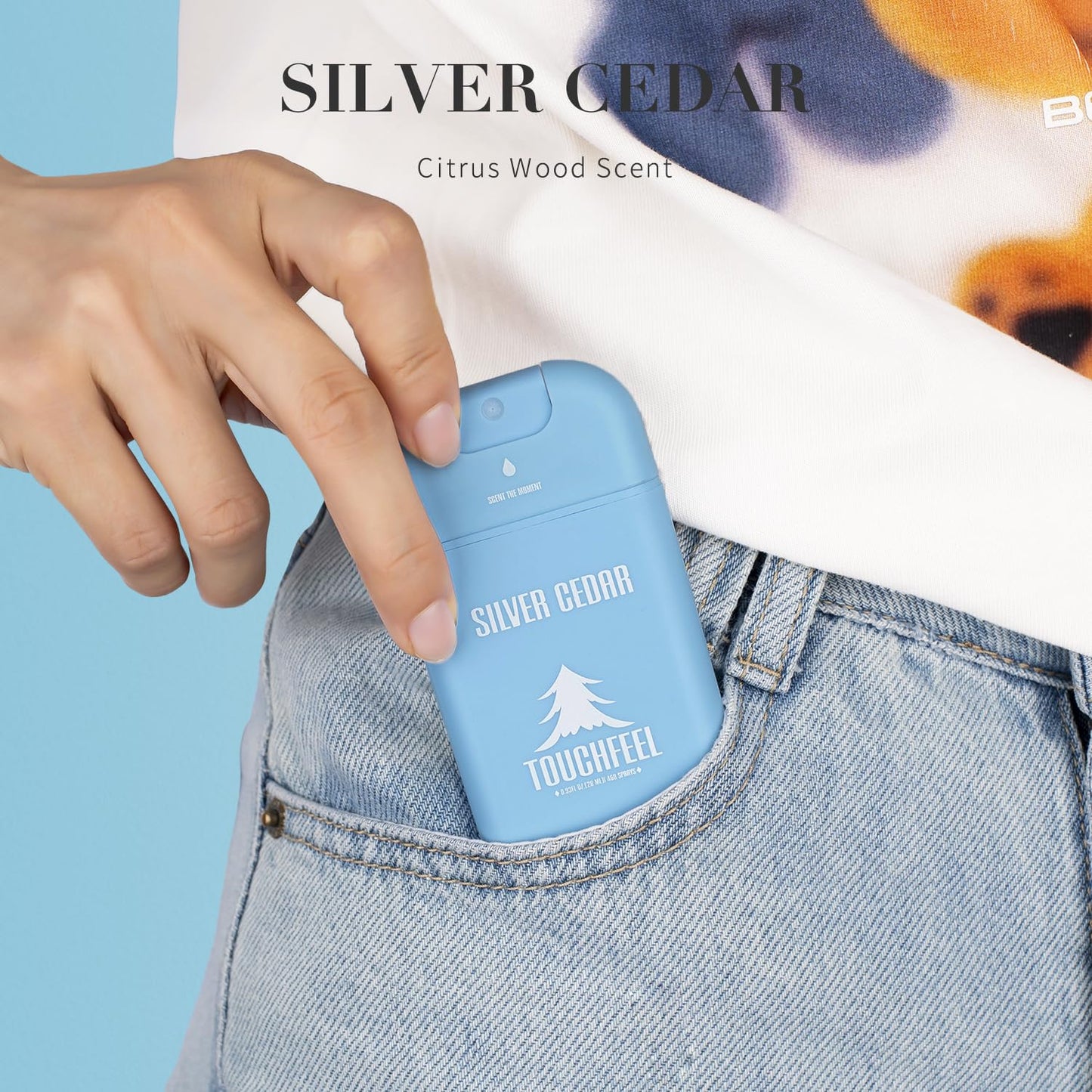 Spray Hand Sanitizer Travel Size Scented - Refillable Hydrating Hand Sanitizers Portable Design Travel Essentials (Silver Cedar) 0.93Fl Oz