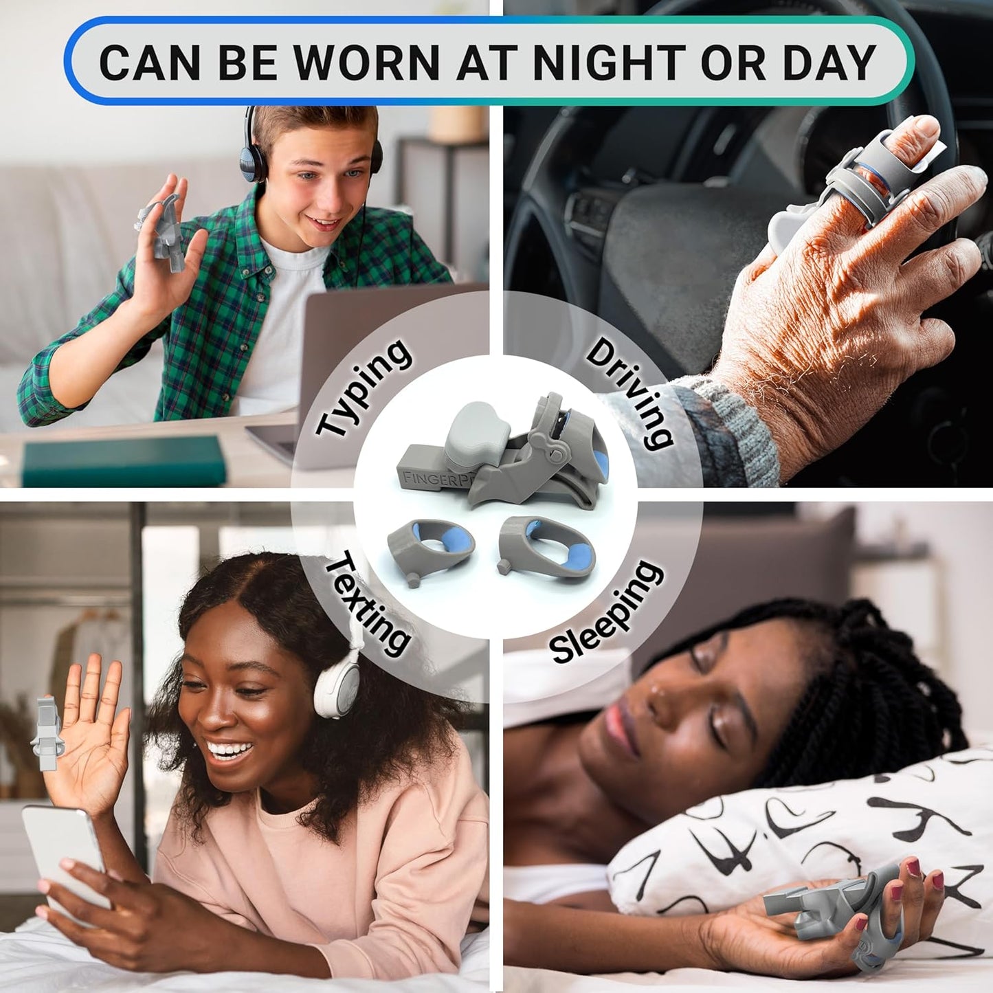 Finger Straightener | PIP Extension Orthosis/Splint For Bent Fingers, PIP Flexion Contractures | Adjustable Joint Stretcher Device | Made in USA | Blue/X-Small