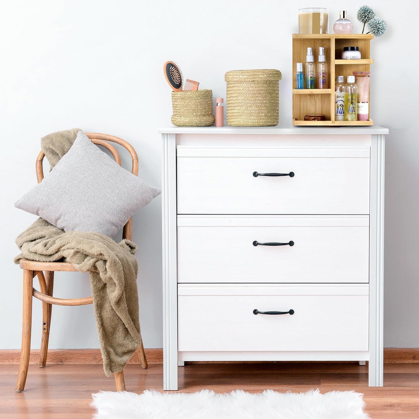 Sorbus 360° Makeup Organizer - Bamboo Wood Make Up Storage Carousel for Cosmetics, Skin Care Rotating Makeup Organizer for Vanity, Bathroom Storage