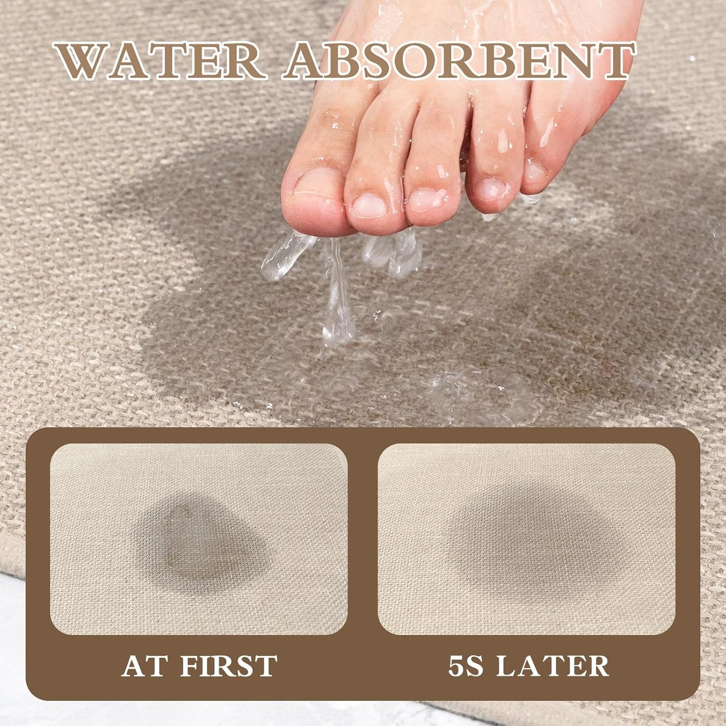 chakme Bathroom Rugs Mat 32x17, Ultra Thin Non Slip Bath Mat Quick Dry Absorbent Bath Mat for Bathroom Floor, (Light Beige, 32"x17")