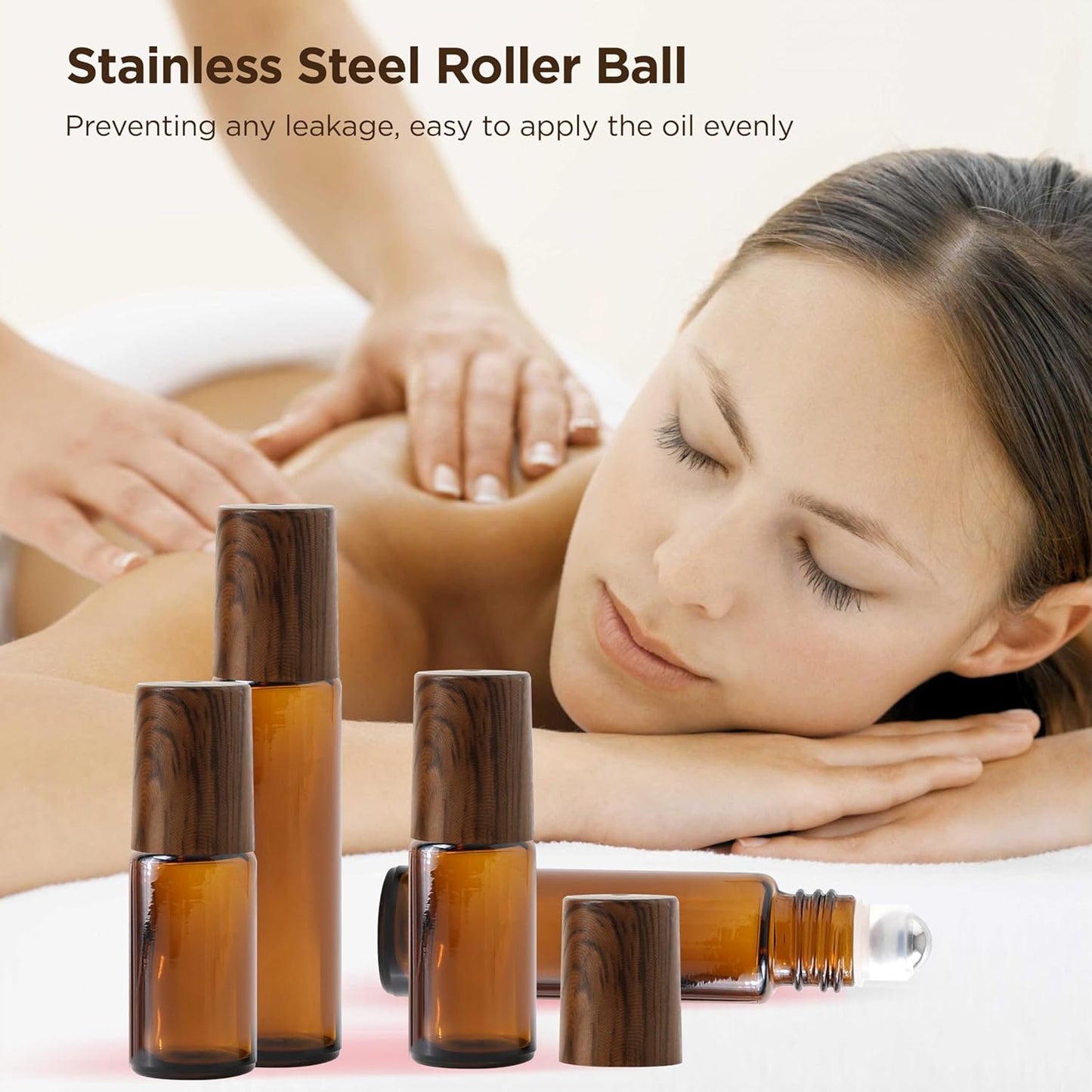 Essential Oil Roller Bottles, 4PCS (10ml & 5ml) Glass Perfume Roller Bottles with Funnel Opener and Dropper Beauty and Personal Care Tools (Amber, 4 Packs)