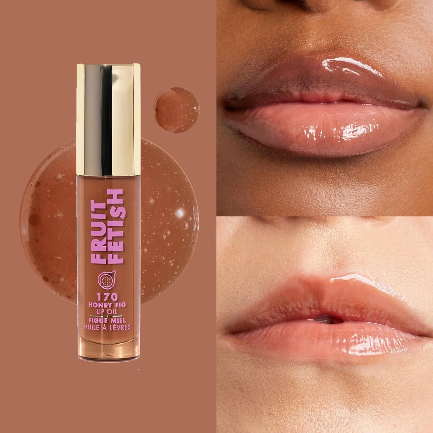 Milani Fruit Fetish Lip Oil with Vitamin E for Instant Hydration, Fruit Extract Infused Lip Treatment and Moisturizing Lip Gloss - Honey Fig